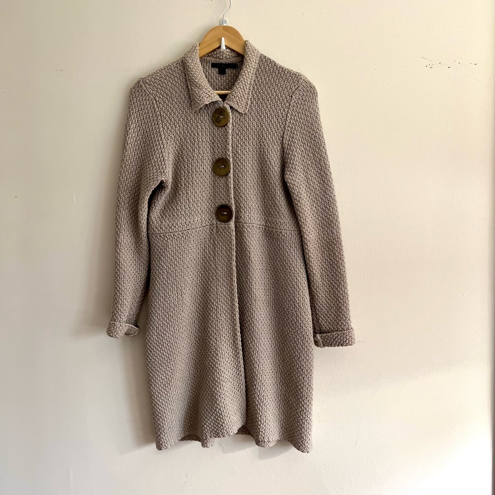 BODEN  Duster Cardigan Taupe Cotton Knit Sweater Gorgeous